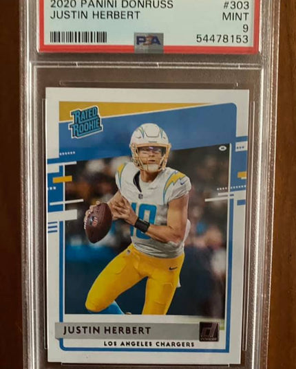JUSTIN HERBERT - 2020 PANINI DONRUSS RATED ROOKIE #303 - PSA 9