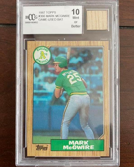 Mark McGwire - 1987 Topps #366 Game-Used Bat - BCCG Gem-Mint 10