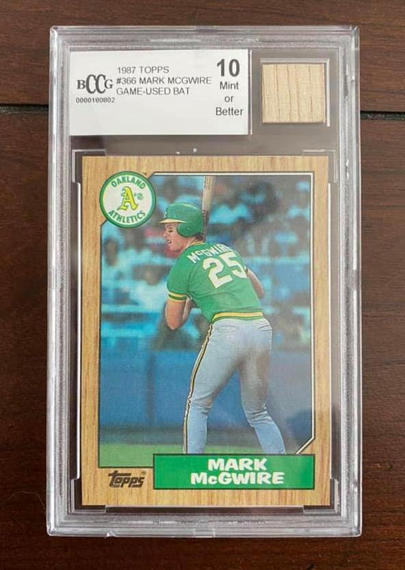 Mark McGwire - 1987 Topps #366 Game-Used Bat - BCCG Gem-Mint 10