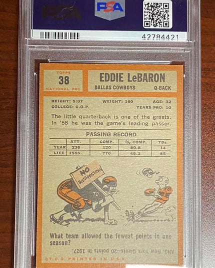 EDDIE LEBARON - 1962 TOPPS #38 - PSA7