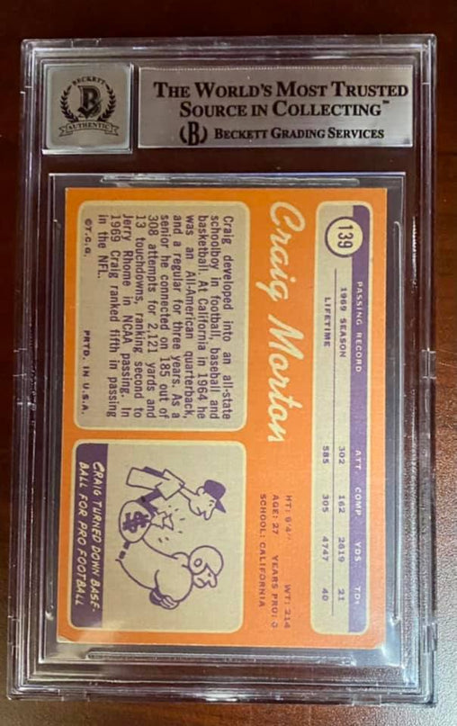 CRAIG MORTON - 1970 TOPPS - AUTHENTIC AUTOGRAPH - DALLAS COWBOYS - BECKETT 10