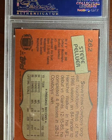 STEVE PELLUER - 1987 Topps Football Card #262 Graded PSA 10 GEM MT Cowboys POP 11