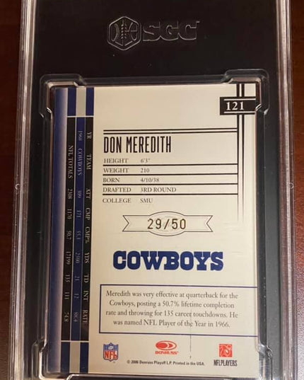 DON MEREDETH - 2006 Leaf Limited #121 Monikers Auto Autograph 29/50 - SGC 10/9