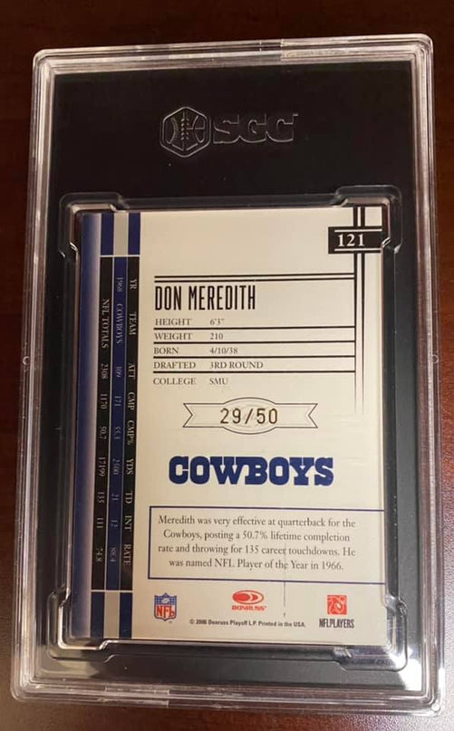 DON MEREDETH - 2006 Leaf Limited #121 Monikers Auto Autograph 29/50 - SGC 10/9