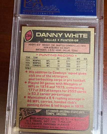 DANNY WHITE - 1977 Topps #284 RC Cowboys Rookie - PSA 8