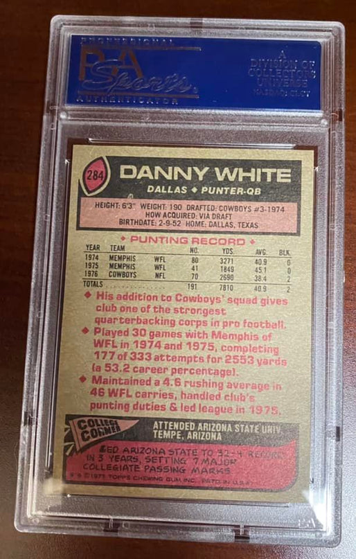 DANNY WHITE - 1977 Topps #284 RC Cowboys Rookie - PSA 8