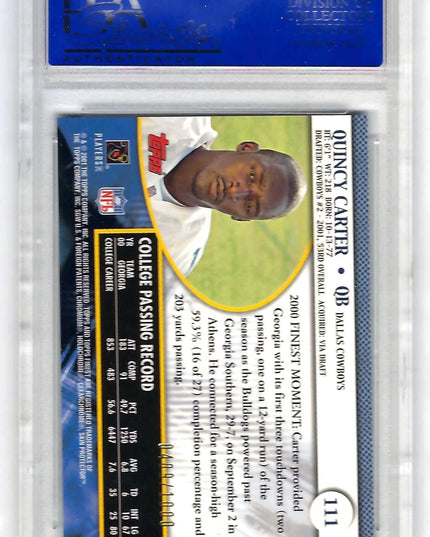 QUINCY CARTER - 2001 Topps Finest Football #111 - RC Refractor 409/1000 - PSA10