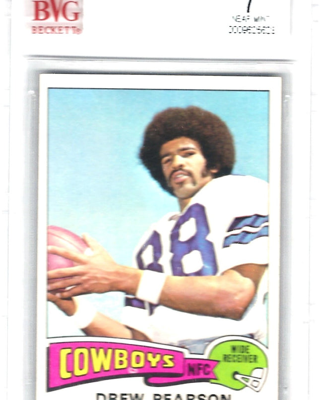DREW PEARSON -ROOKIE CARD - 1975 TOPPS #65 - DALLAS COWBOYS - BVG 7