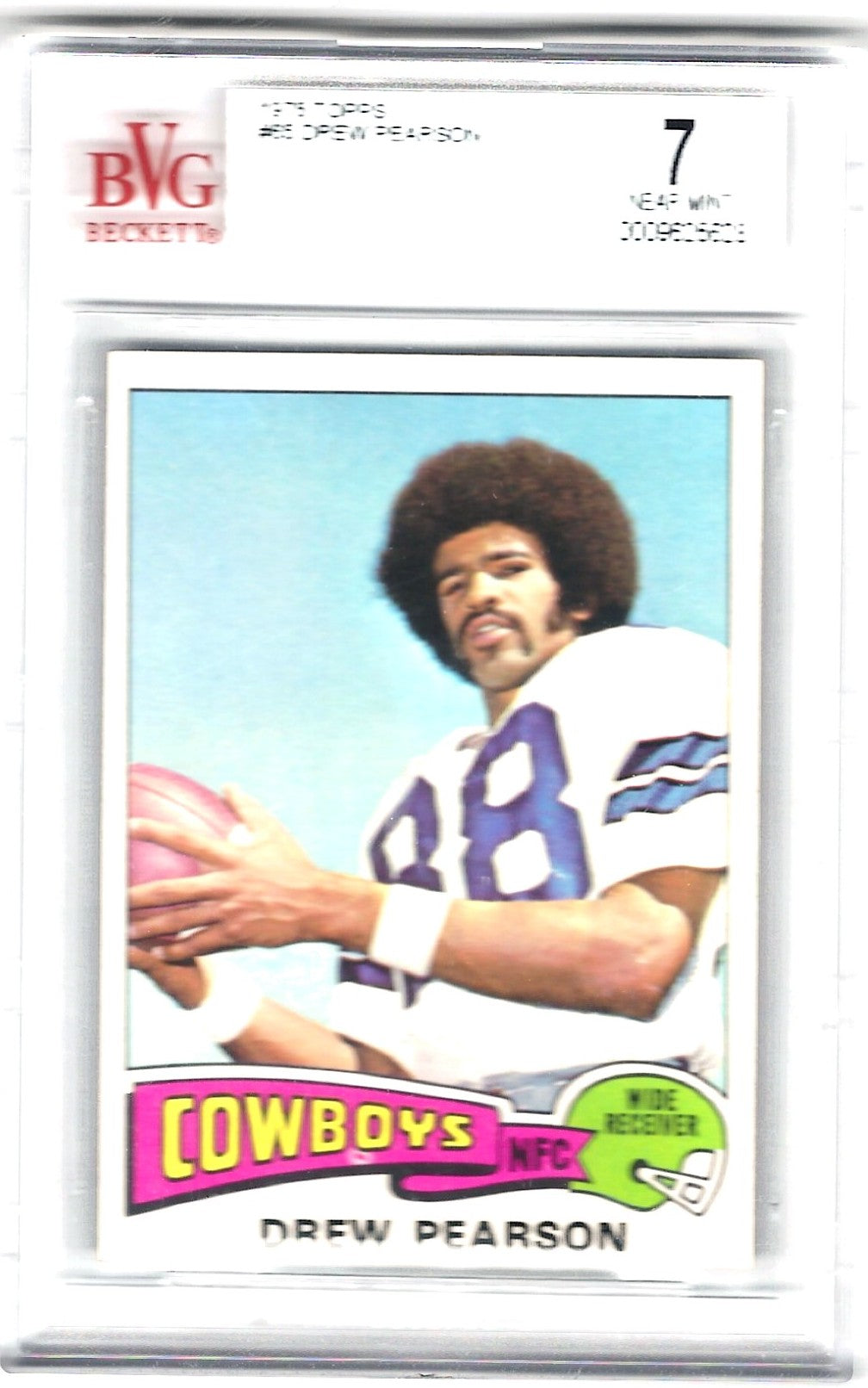 DREW PEARSON -ROOKIE CARD - 1975 TOPPS #65 - DALLAS COWBOYS - BVG 7