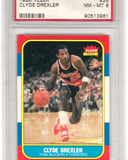CLYDE DREXLER ROOKIE - 1986 FLEER - PSA 8