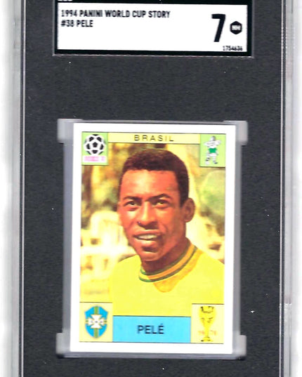 1994 Panini World Cup Story Sticker #38 Pele SGC 7 Rare Sticker