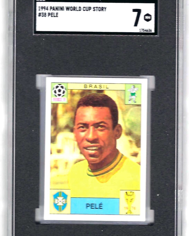 1994 Panini World Cup Story Sticker #38 Pele SGC 7 Rare Sticker